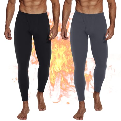 DDOBB Thermo Lang Unterhosen Herren 2er Pack Thermohose Männer Sportkleidung Skiunterwäsche Winter Funktionsunterwäsche Unterwäsche Hose von DDOBB