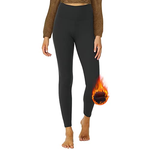 DDOBB Thermo Leggings Damen Gefüttert High Waist Thermoleggins Lang Mit Innenfleece Warm Teddy Sportleggins Strumpfhosen Thermohose Laufhose Winterkeid(A-Schwarz, (DE50-52)=XXL) von DDOBB