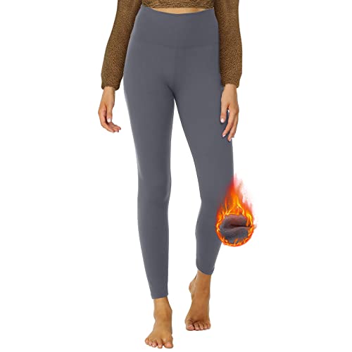 DDOBB Thermo Leggings Damen Gefüttert High Waist Thermoleggins Lang Mit Innenfleece Warm Teddy Sportleggins Strumpfhosen Thermohose Laufhose Winterkeid(D-Dunkelgrau, (DE42-48)=L-XL) von DDOBB