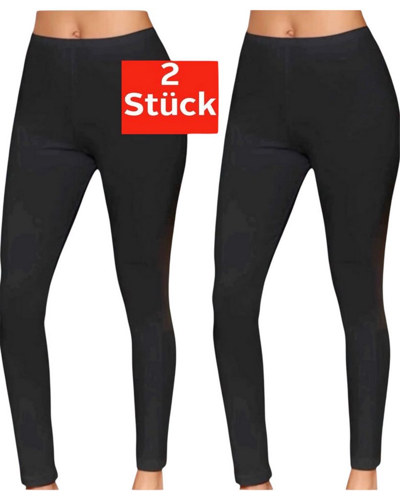 DDOnlineShop Leggings Damen Lange Unterhosen aus Baumwolle Schwarz A2135 (Spar-Set, 2-tlg., 2er-Pack) Premium Qualität von DDOnlineShop