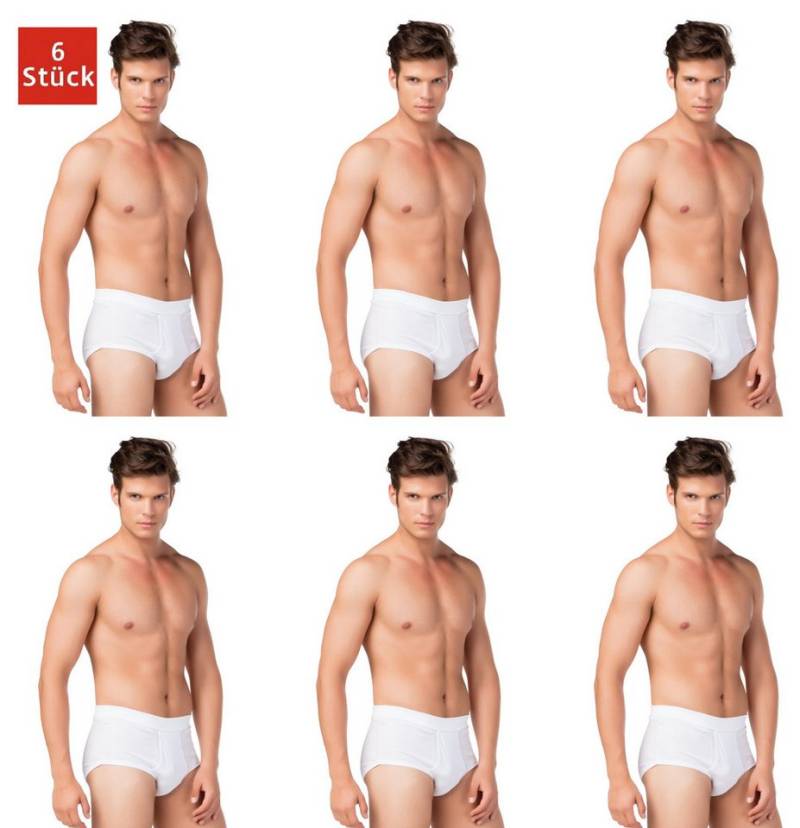 DDOnlineShop Slip Herren Slips Unterhosen mit Eingriff–100% Bio-Baumwolle Feinripp Weiß (Spar-Set, 6-St., 6er-Pack) Premium Qualität von DDOnlineShop