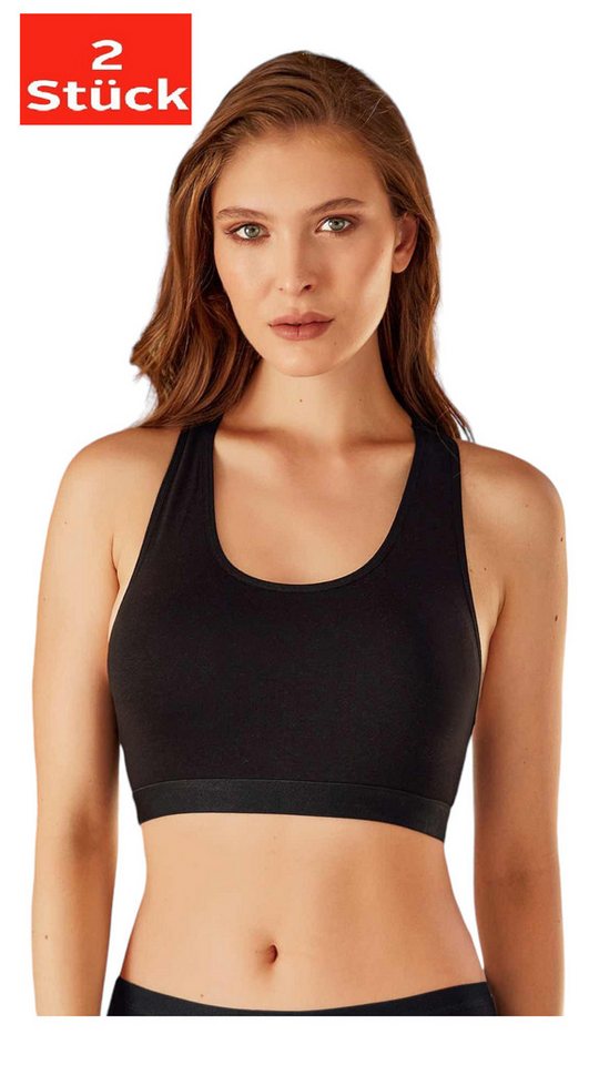 DDOnlineShop Sport-BH Sports Bra Bustier BH Damen Schwarz Weiß A-2643 (Spar-Set, 2-tlg., 2 Stück) superweich und ultraleicht, Premium Qualität von DDOnlineShop