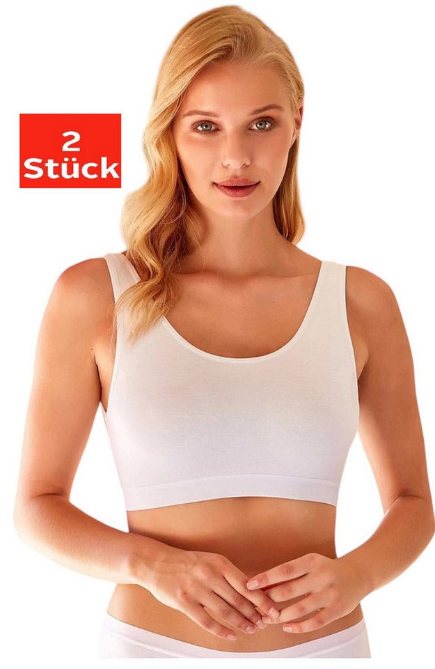 DDOnlineShop Sport-BH Sports Bra Bustier BH Damen Weiß A-2643 (Spar-Set, 2-tlg., 2 Stück) superweich und ultraleicht,Premium Qualität von DDOnlineShop