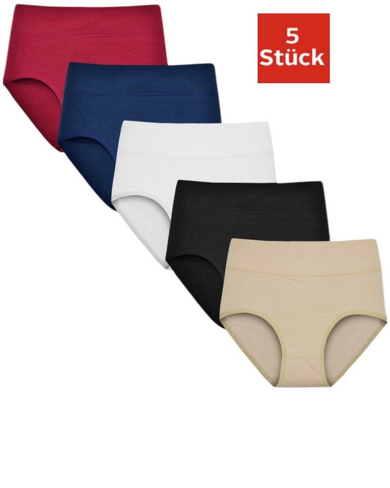 DDOnlineShop Taillenslip Damen Hüftslip slips aus Bio-Baumwolle A9089 (Spar-Set, 5-St., 5er-Pack) 5er-Pack mit 5 verschiedenen Farben von DDOnlineShop