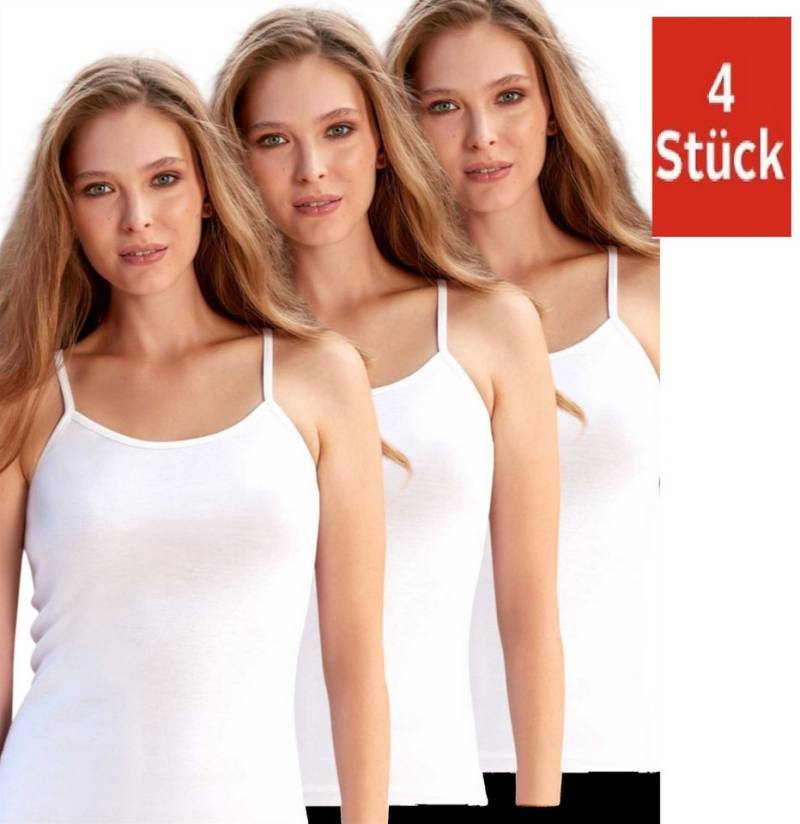 DDOnlineShop Unterhemd 4er Pack Damen Tank Top Achselhemd Weiß A2036 (Spar-Set, 4-St., 4er-Pack) aus 100% Baumwolle Weiß von DDOnlineShop