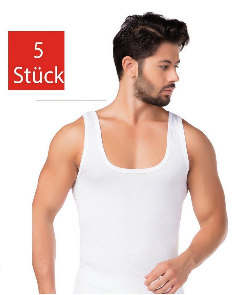 DDOnlineShop Unterhemd 5er Sparset Tank-Top für Herren, 100% Baumwolle (Spar-Set, 5-St., 5er-Pack) Premium Qualität Feinripp aus 100% Baumwolle von DDOnlineShop