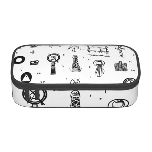 DDSFvbv Alphabet in Zeichensprache, Federmäppchen, Studenten- und Bürobedarf, Aufbewahrungstasche für Gegenstände, Make-up-Tasche, große Schreibwarentasche, Schwarz , Einheitsgröße, Taschen-Organizer von DDSFvbv