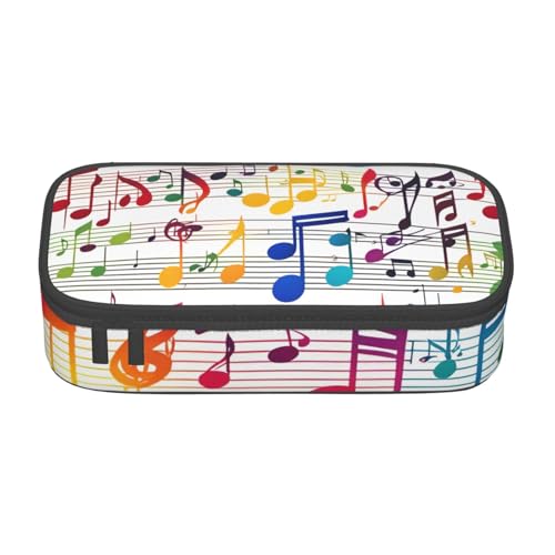 DDSFvbv Buntes Federmäppchen mit Musiknoten – Studenten- und Bürobedarf – Aufbewahrungstasche für Gegenstände – Make-up-Tasche – große Schreibwarentasche, Schwarz , Einheitsgröße, Taschen-Organizer von DDSFvbv