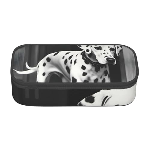 DDSFvbv Dalmatiner Federmäppchen für Studenten und Bürobedarf, Aufbewahrungstasche für Gegenstände, Make-up-Tasche, große Schreibwarentasche, Schwarz , Einheitsgröße, Taschen-Organizer von DDSFvbv