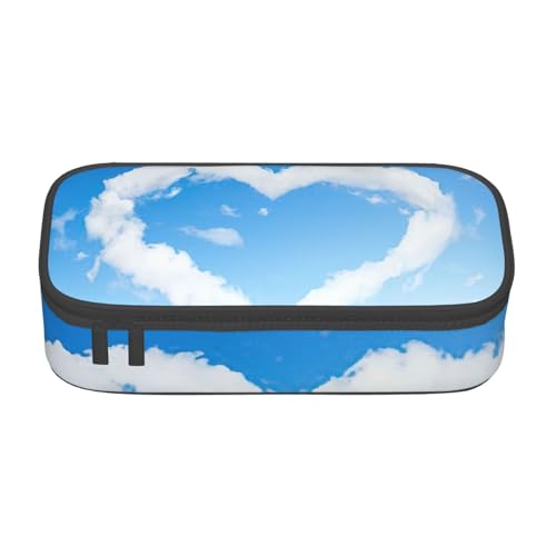 DDSFvbv Federmäppchen in Herzform, romantisches Strand-Federmäppchen – Studenten- und Bürobedarf – Aufbewahrungstasche für Gegenstände – Make-up-Tasche – große Schreibwarentasche, Schwarz von DDSFvbv