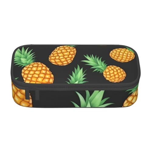 DDSFvbv Federmäppchen mit Ananasmotiv, für Studenten und Bürobedarf, Aufbewahrungstasche für Gegenstände, Make-up-Tasche, große Schreibwarentasche, Schwarz , Einheitsgröße, Taschen-Organizer von DDSFvbv