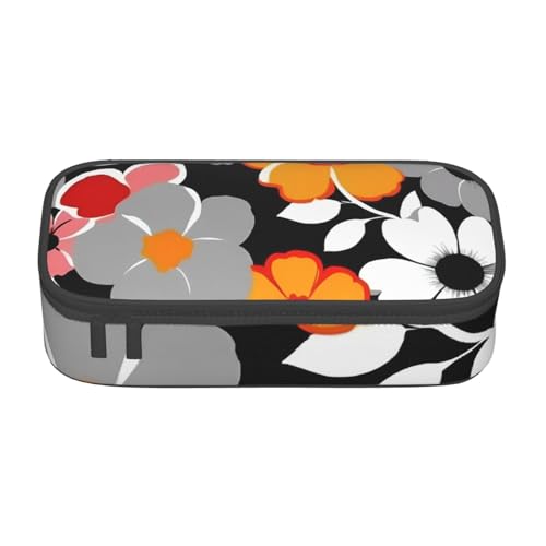 DDSFvbv Federmäppchen mit Blumenmuster – Studenten- und Bürobedarf – Aufbewahrungstasche für Gegenstände – Make-up-Tasche – große Schreibwarentasche, Schwarz , Einheitsgröße, Taschen-Organizer von DDSFvbv