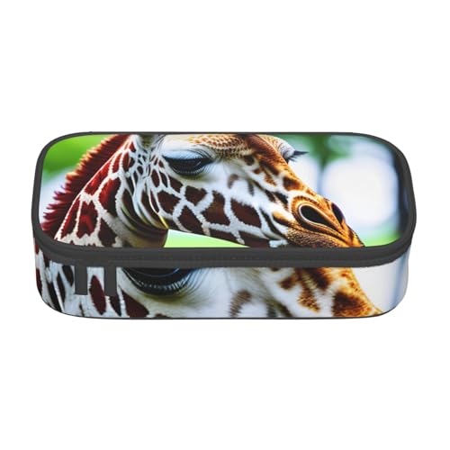DDSFvbv Federmäppchen mit Cartoon-Giraffe, für Studenten und Bürobedarf, Aufbewahrungstasche für Gegenstände, Make-up-Tasche, große Schreibwarentasche, Schwarz , Einheitsgröße, Taschen-Organizer von DDSFvbv