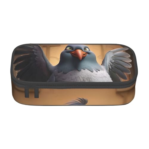 DDSFvbv Federmäppchen mit Cartoon-Taubenmotiv, für Studenten und Bürobedarf, Aufbewahrungstasche für Gegenstände, Make-up-Tasche, große Schreibwarentasche, Schwarz , Einheitsgröße, Taschen-Organizer von DDSFvbv