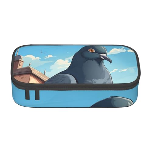 DDSFvbv Federmäppchen mit Cartoon-Taubenmotiv – Studenten- und Bürobedarf – Aufbewahrungstasche für Gegenstände – Make-up-Tasche – große Schreibwarentasche, Schwarz , Einheitsgröße, Taschen-Organizer von DDSFvbv