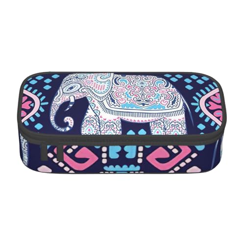 DDSFvbv Federmäppchen mit Elefantenmotiv, für Studenten und Bürobedarf, Aufbewahrungstasche für Gegenstände, Make-up-Tasche, große Schreibwarentasche, Schwarz , Einheitsgröße, Taschen-Organizer von DDSFvbv