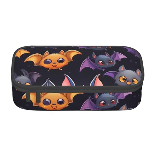 DDSFvbv Federmäppchen mit Fledermaus-Muster, für Studenten und Bürobedarf, Aufbewahrungstasche für Gegenstände, Make-up-Tasche, große Schreibwarentasche, Schwarz , Einheitsgröße, Taschen-Organizer von DDSFvbv