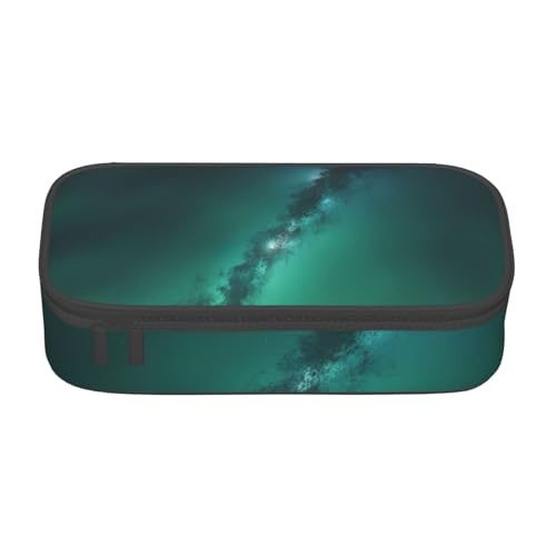 DDSFvbv Federmäppchen mit Galaxie-Motiv, für Studenten und Bürobedarf, Aufbewahrungstasche für Gegenstände, Make-up-Tasche, große Schreibwarentasche, Grün, Schwarz , Einheitsgröße, Taschen-Organizer von DDSFvbv