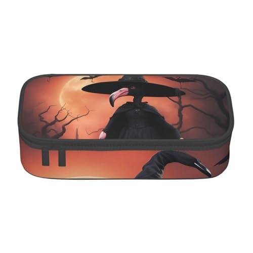 DDSFvbv Federmäppchen mit Halloween-Flamingo-Hexenhut – Studenten- und Bürobedarf – Aufbewahrungstasche für Gegenstände – Make-up-Tasche – große Schreibwarentasche, Schwarz , Einheitsgröße von DDSFvbv