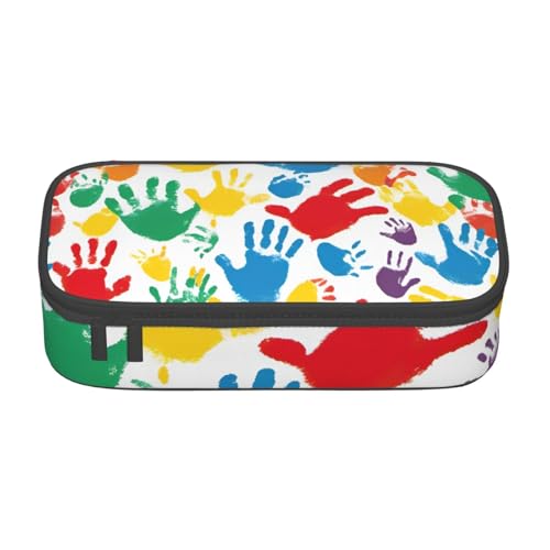 DDSFvbv Federmäppchen mit Handabdruck, für Studenten und Bürobedarf, Aufbewahrungstasche für Gegenstände, Make-up-Tasche, große Schreibwarentasche, Schwarz , Einheitsgröße, Taschen-Organizer von DDSFvbv