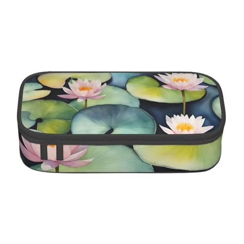DDSFvbv Federmäppchen mit Lilienblöcken, für Studenten und Bürobedarf, Aufbewahrungstasche für Gegenstände, Make-up-Tasche, große Schreibwarentasche, Schwarz , Einheitsgröße, Taschen-Organizer von DDSFvbv