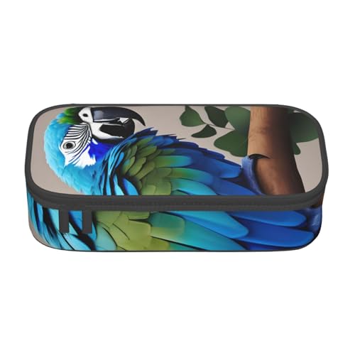 DDSFvbv Federmäppchen mit Papageien-Motiv, für Studenten und Bürobedarf, Aufbewahrungstasche für Gegenstände, Make-up-Tasche, große Schreibwarentasche, Schwarz , Einheitsgröße, Taschen-Organizer von DDSFvbv