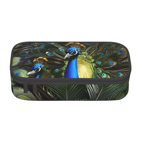 DDSFvbv Federmäppchen mit Pfauenfedern, für Studenten und Bürobedarf, Aufbewahrungstasche für Gegenstände, Make-up-Tasche, große Schreibwarentasche, Schwarz , Einheitsgröße, Taschen-Organizer von DDSFvbv