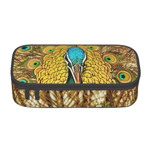 DDSFvbv Federmäppchen mit Pfauenmotiv, für Studenten und Bürobedarf, Aufbewahrungstasche für Gegenstände, Make-up-Tasche, große Schreibwarentasche, Schwarz , Einheitsgröße, Taschen-Organizer von DDSFvbv