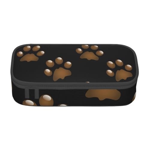 DDSFvbv Federmäppchen mit Pfotenabdrücken – Studenten- und Bürobedarf – Aufbewahrungstasche für Gegenstände – Make-up-Tasche – große Schreibwarentasche, Schwarz , Einheitsgröße, Taschen-Organizer von DDSFvbv