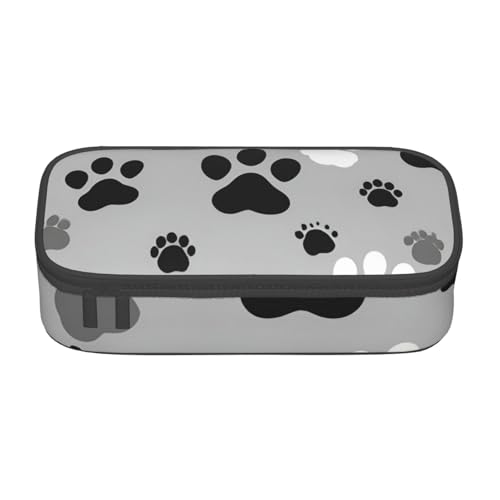 DDSFvbv Federmäppchen mit Pfotenabdrücken – Studenten- und Bürobedarf – Aufbewahrungstasche für Gegenstände – Make-up-Tasche – große Schreibwarentasche, Schwarz , Einheitsgröße, Taschen-Organizer von DDSFvbv