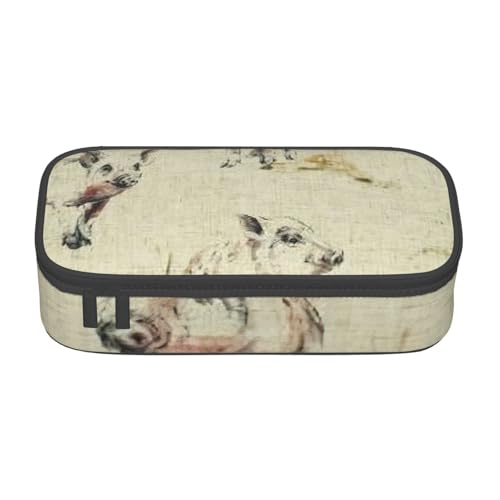 DDSFvbv Federmäppchen mit Schweinenhintergrund – Studenten- und Bürobedarf – Aufbewahrungstasche für Gegenstände – Make-up-Tasche – große Schreibwarentasche, Schwarz , Einheitsgröße, Taschen-Organizer von DDSFvbv