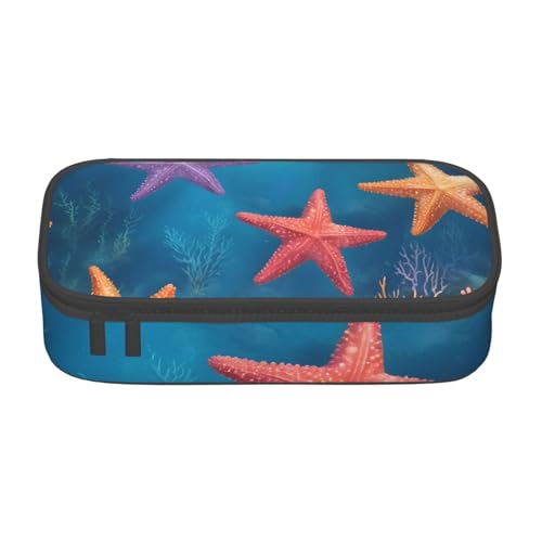 DDSFvbv Federmäppchen mit Seestern und Korallen – Studenten- und Bürobedarf – Aufbewahrungstasche für Gegenstände – Make-up-Tasche – große Schreibwarentasche, Schwarz , Einheitsgröße von DDSFvbv
