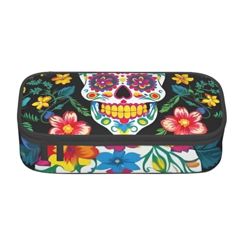 DDSFvbv Federmäppchen mit Totenkopf-Motiv, für Studenten und Bürobedarf, Aufbewahrungstasche für Gegenstände, Make-up-Tasche, große Schreibwarentasche, Schwarz , Einheitsgröße, Taschen-Organizer von DDSFvbv