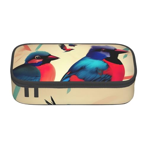 DDSFvbv Federmäppchen mit Vögeln – Studenten- und Bürobedarf – Aufbewahrungstasche für Gegenstände – Make-up-Tasche – große Schreibwarentasche, Schwarz , Einheitsgröße, Taschen-Organizer von DDSFvbv