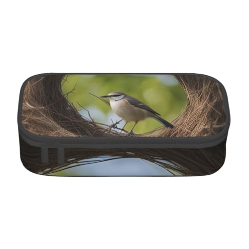 DDSFvbv Federmäppchen mit Vogelnest, für Studenten und Bürobedarf, Aufbewahrungstasche für Gegenstände, Make-up-Tasche, große Schreibwarentasche, Schwarz , Einheitsgröße, Taschen-Organizer von DDSFvbv