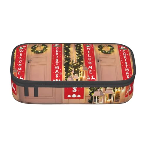 DDSFvbv Federmäppchen mit Weihnachtsdekoration, für Studenten und Bürobedarf, Aufbewahrungstasche für Gegenstände, Make-up-Tasche, große Schreibwarentasche, Schwarz , Einheitsgröße, Taschen-Organizer von DDSFvbv