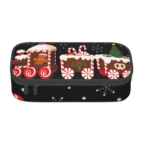 DDSFvbv Federmäppchen mit Weihnachtszug – Studenten- und Bürobedarf – Aufbewahrungstasche für Gegenstände – Make-up-Tasche – große Schreibwarentasche, Schwarz , Einheitsgröße, Taschen-Organizer von DDSFvbv