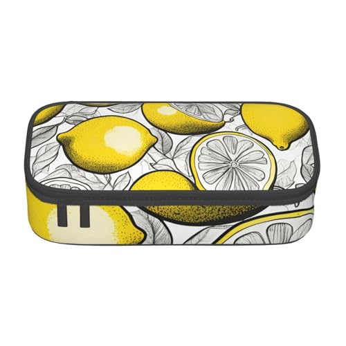 DDSFvbv Federmäppchen mit Zitronenfrucht-Muster, für Studenten und Bürobedarf, Aufbewahrungstasche für Gegenstände, Make-up-Tasche, große Schreibwarentasche, Schwarz , Einheitsgröße, Taschen-Organizer von DDSFvbv