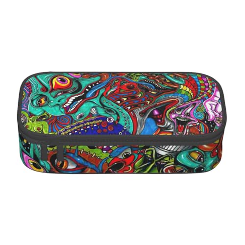 DDSFvbv Federmäppchen mit abstraktem Monster, für Studenten und Bürobedarf, Aufbewahrungstasche für Gegenstände, Make-up-Tasche, große Schreibwarentasche, Schwarz , Einheitsgröße, Taschen-Organizer von DDSFvbv