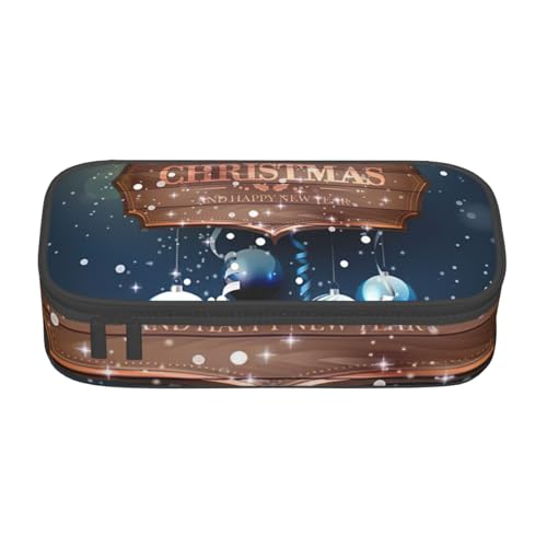 DDSFvbv Federmäppchen mit bunten Weihnachtskugeln – Studenten- und Bürobedarf – Aufbewahrungstasche für Gegenstände – Make-up-Tasche – große Schreibwarentasche, Schwarz , Einheitsgröße von DDSFvbv