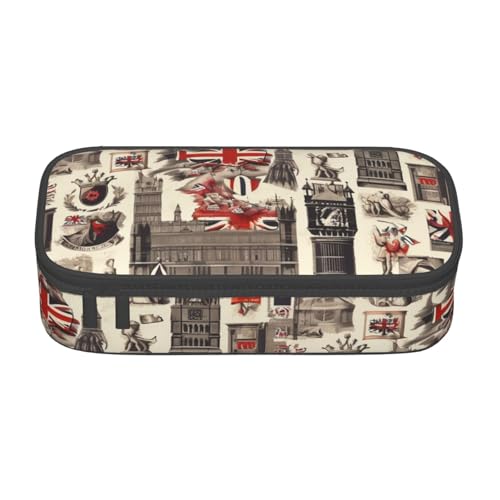 DDSFvbv Federmäppchen mit englischen Symbolen, für Studenten und Bürobedarf, Aufbewahrungstasche für Gegenstände, Make-up-Tasche, große Schreibwarentasche, Schwarz , Einheitsgröße, Taschen-Organizer von DDSFvbv