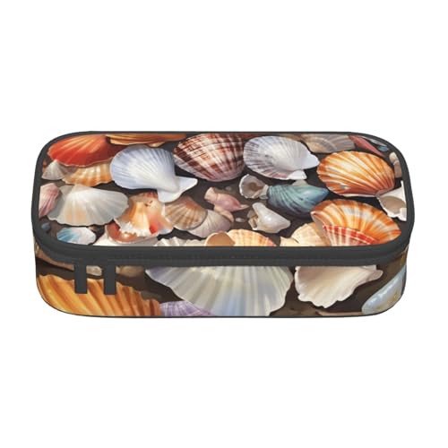 DDSFvbv Federmäppchen mit farbigen Muscheln – Studenten- und Bürobedarf – Aufbewahrungstasche für Gegenstände – Make-up-Tasche – große Schreibwarentasche, Schwarz , Einheitsgröße, Taschen-Organizer von DDSFvbv