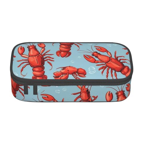 DDSFvbv Federmäppchen mit rotem Hummer-Druck, für Studenten und Bürobedarf, Aufbewahrungstasche für Gegenstände, Make-up-Tasche, große Schreibwarentasche, Schwarz , Einheitsgröße, Taschen-Organizer von DDSFvbv