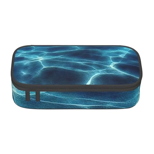 DDSFvbv Federmäppchen mit tiefem Ozean, für Studenten und Bürobedarf, Aufbewahrungstasche für Gegenstände, Make-up-Tasche, große Schreibwarentasche, Blau, Schwarz , Einheitsgröße, Taschen-Organizer von DDSFvbv
