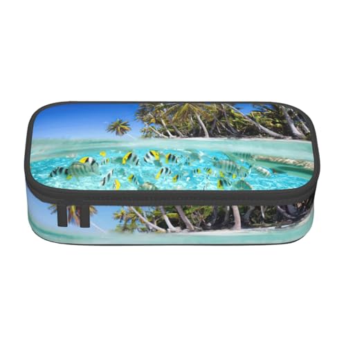 DDSFvbv Federmäppchen mit tropischen Fischlandschaften – Studenten- und Bürobedarf – Aufbewahrungstasche für Gegenstände – Make-up-Tasche – große Schreibwarentasche, Schwarz , Einheitsgröße von DDSFvbv