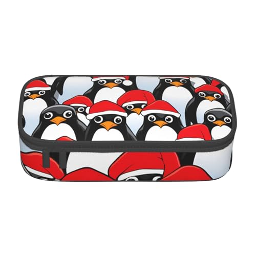 DDSFvbv Federmäppchen mit weihnachtlichen Pinguinen – Studenten- und Bürobedarf – Aufbewahrungstasche für Gegenstände – Make-up-Tasche – große Schreibwarentasche, Schwarz , Einheitsgröße von DDSFvbv