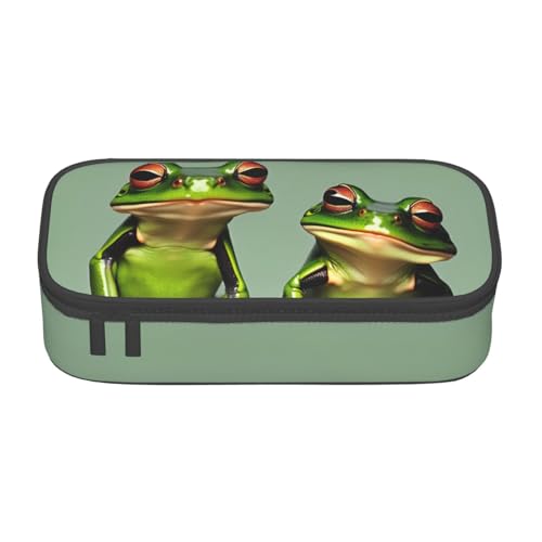 DDSFvbv Funny Green Frogs Federmäppchen, Schüler- und Bürobedarf, Aufbewahrungstasche für Gegenstände, Make-up-Tasche, große Schreibwarentasche, Schwarz , Einheitsgröße, Taschen-Organizer von DDSFvbv