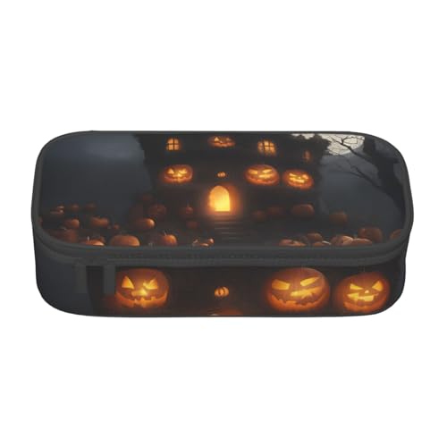 DDSFvbv Halloween-Kürbis-Federmäppchen – Studenten- und Bürobedarf – Aufbewahrungstasche für Gegenstände – Make-up-Tasche – große Schreibwarentasche, Schwarz , Einheitsgröße, Taschen-Organizer von DDSFvbv