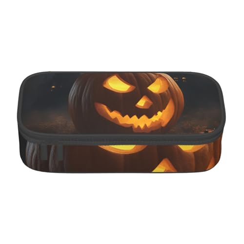 DDSFvbv Halloween-Kürbis-Federmäppchen – Studenten- und Bürobedarf – Aufbewahrungstasche für Gegenstände – Make-up-Tasche – große Schreibwarentasche, Schwarz , Einheitsgröße, Taschen-Organizer von DDSFvbv