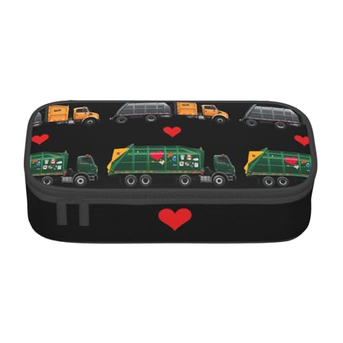 DDSFvbv I Love Garbage Trucks Federmäppchen – Studenten- und Bürobedarf – Aufbewahrungstasche für Gegenstände – Make-up-Tasche – große Schreibwarentasche, Schwarz , Einheitsgröße, Taschen-Organizer von DDSFvbv